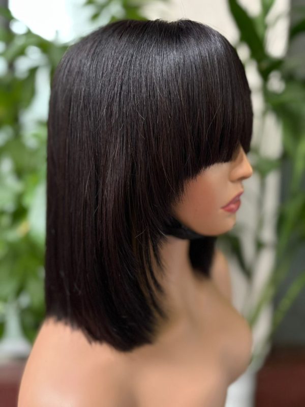 3x1 Lace Wig 100% Virgin Hair Bone Straight with Bangs #1B - 图片 4