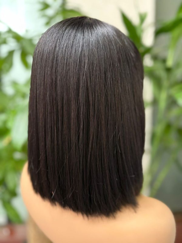 3x1 Lace Wig 100% Virgin Hair Bone Straight with Bangs #1B - 图片 6