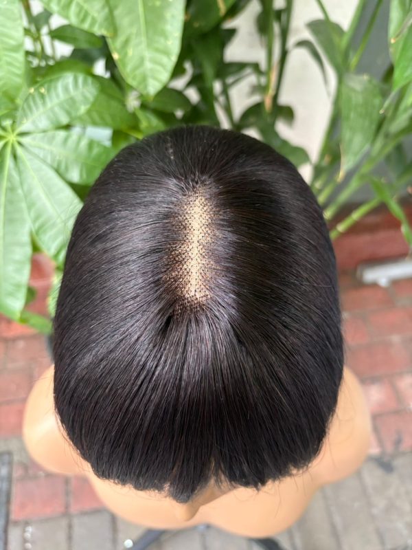 3x1 Lace Wig 100% Virgin Hair Bone Straight with Bangs #1B - 图片 5