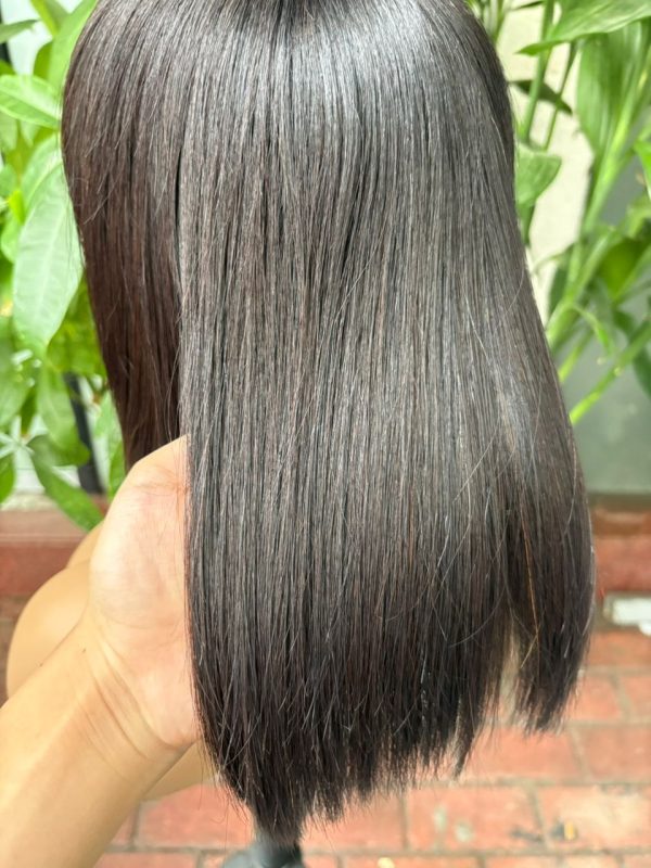 3x1 Lace Wig 100% Virgin Hair Bone Straight with Bangs #1B - 图片 3