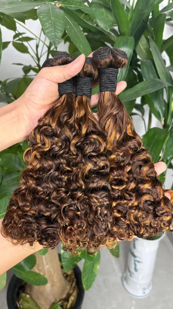 Water Wave 100% Virgin Hair Bundles #4/27 Honey Color - 图片 2