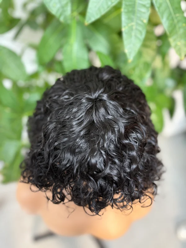 No Lace Machine-Made Wig 100% Virgin Hair #1B Natural Black - 图片 4