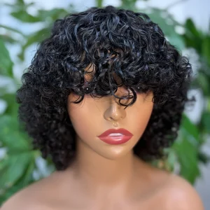 No Lace Machine-Made Wig 100% Virgin Hair #1B Natural Black