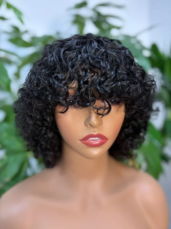 No Lace Machine-Made Wig 100% Virgin Hair #1B Natural Black