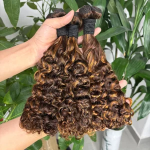 Water Wave 100% Virgin Hair Bundles #4/27 Honey Color