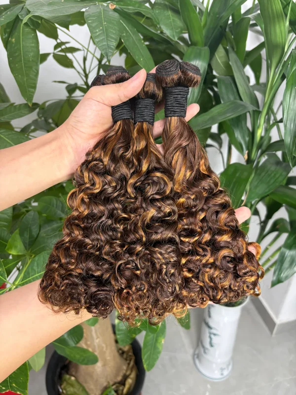 Water Wave 100% Virgin Hair Bundles #4/27 Honey Color