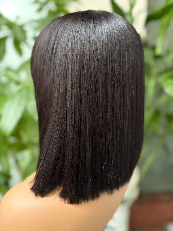 3x1 Lace Wig 100% Virgin Hair Bone Straight with Bangs #1B - 图片 2