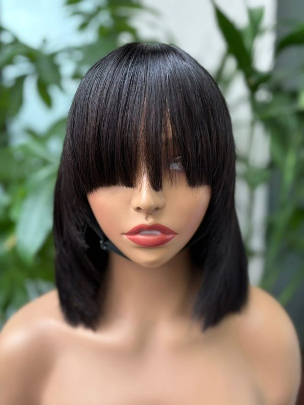 3x1 Lace Wig 100% Virgin Hair Bone Straight with Bangs #1B