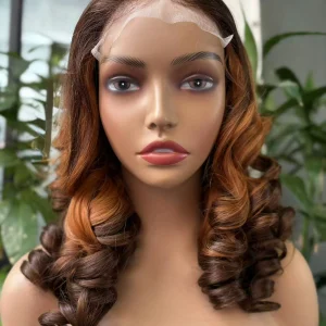 Bouncy Curly 5x5 Lace Closure Wig – 3-Tone Vibrance