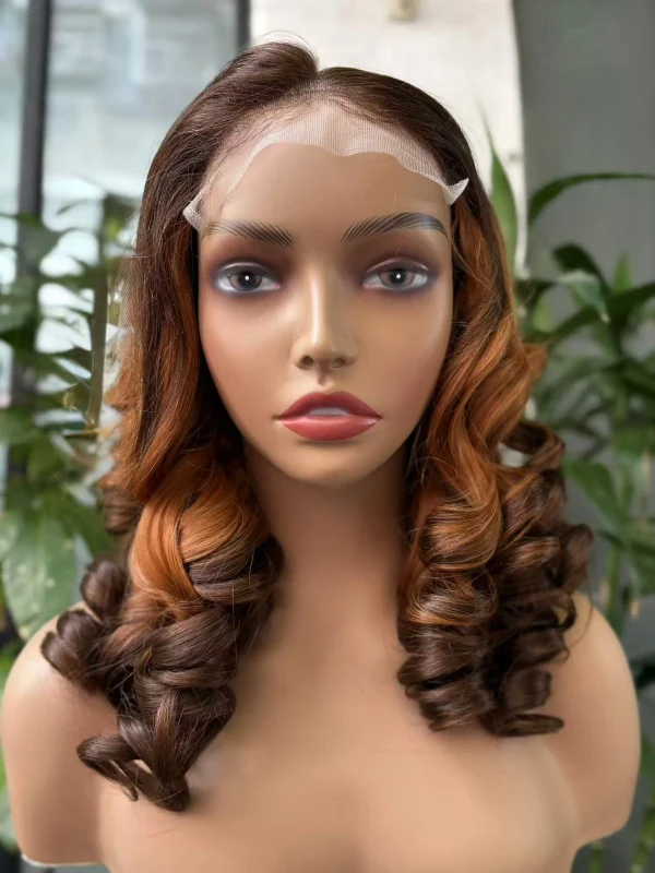 Bouncy Curly 5x5 Lace Closure Wig – 3-Tone Vibrance