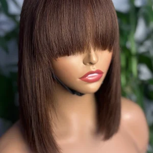 10-Inch Brown Straight Virgin Hair Wig with 3x1 Lace