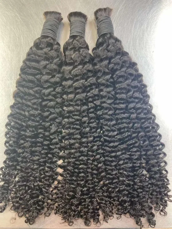 Bulk Hair 100% Virgin Hair Jerry Curly bundles deal (3 Pieces Total)